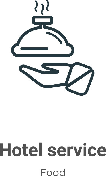 酒店服务轮廓图标黑色酒店细线图片下载