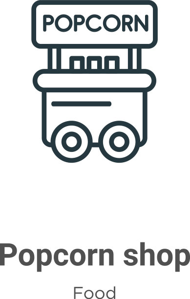 爆米花店轮廓图标细线黑色爆米花图片下载