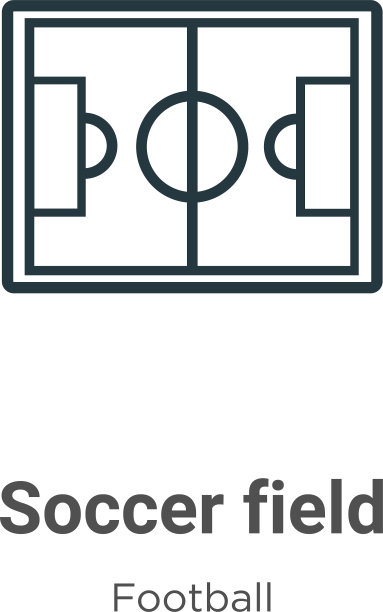 足球场轮廓图标细线黑色足球图片下载