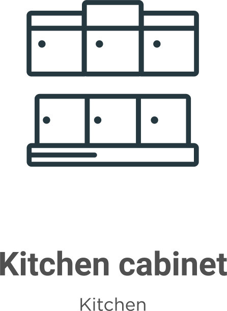 厨房橱柜轮廓图标细线黑色图片下载