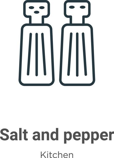 盐和胡椒轮廓图标细线黑盐图片下载