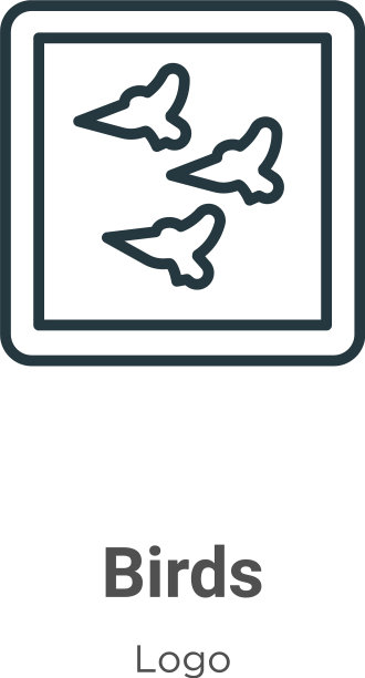 鸟的轮廓图标细线黑色的鸟图标图片下载