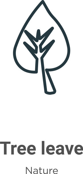 树离开轮廓图标细线黑树图片下载