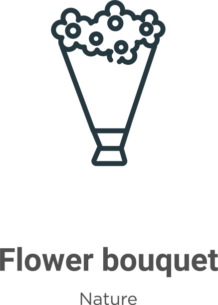 花束轮廓图标细线黑色图片下载