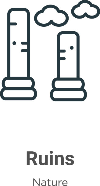 废墟轮廓图标细线黑色废墟图标图片下载