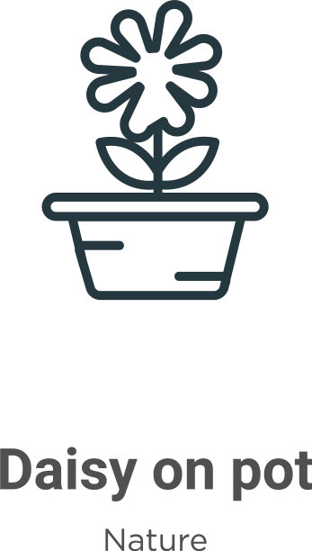 雏菊在锅的轮廓图标细线黑色雏菊图片下载