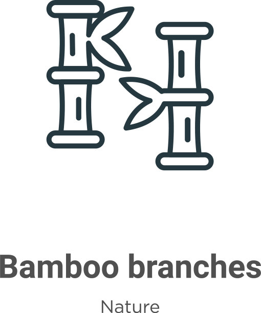 竹枝轮廓图标细线黑色图片下载