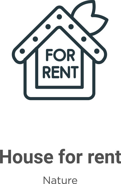 房子出租轮廓图标细线黑房子图片下载