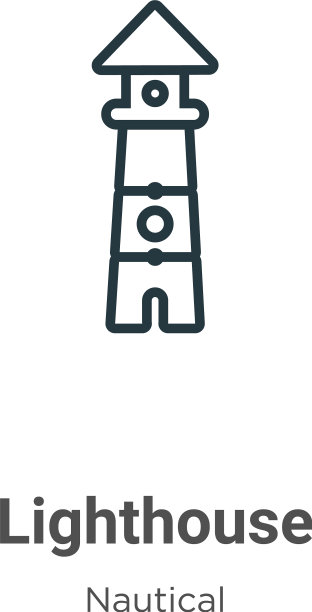 灯塔轮廓图标细线黑色图片下载