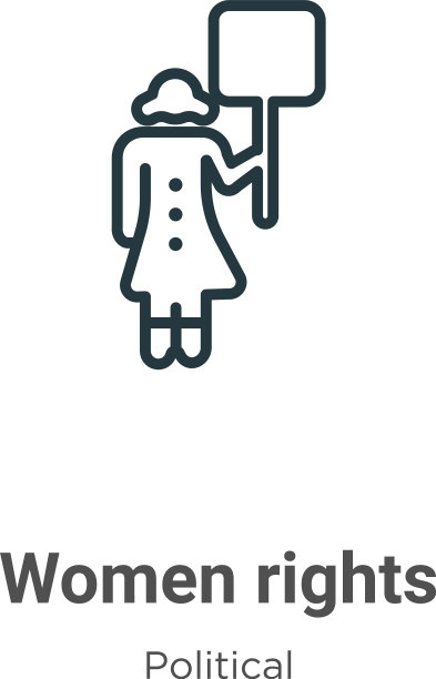 女性权利轮廓图标黑人女性细线图片下载