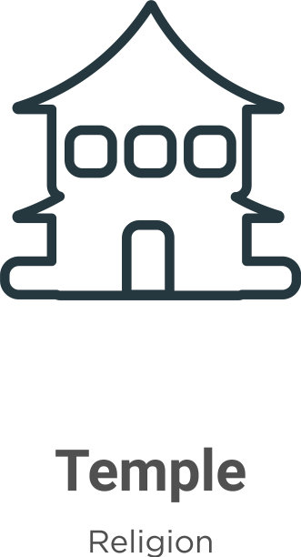 寺庙轮廓图标细线黑色寺庙图标图片下载