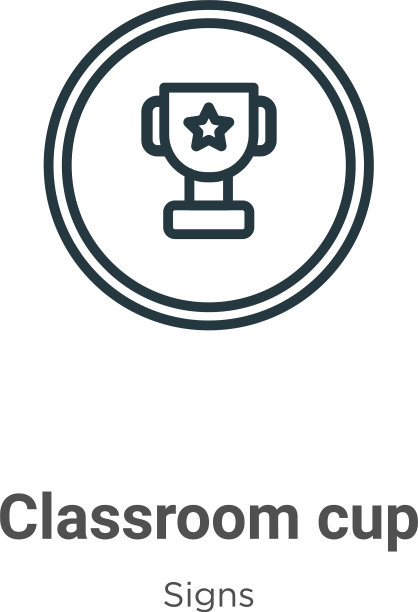 教室杯轮廓图标细线黑色图片下载