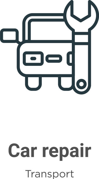 汽车修理轮廓图标黑车细线图片下载