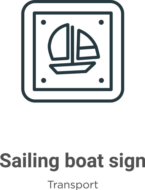 帆船标志轮廓图标细线黑色图片下载