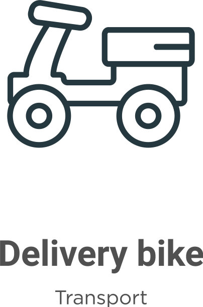 交付自行车轮廓图标细线黑色图片下载