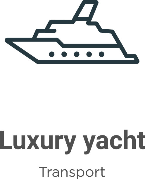 豪华游艇轮廓图标细线黑色豪华图片下载