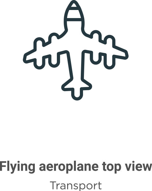 飞行飞机俯视图轮廓图标细线图片下载