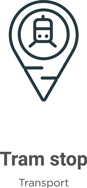 电车车站轮廓图标细线黑色电车车站图片下载