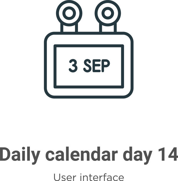 每日日历日14轮廓图标细线图片下载