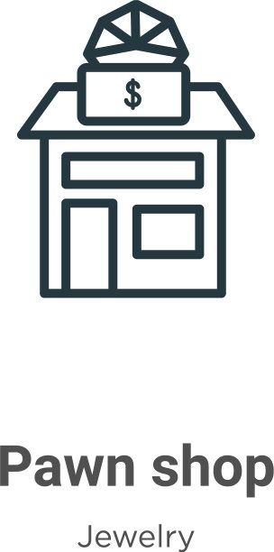 当铺轮廓图标黑色细线图片下载
