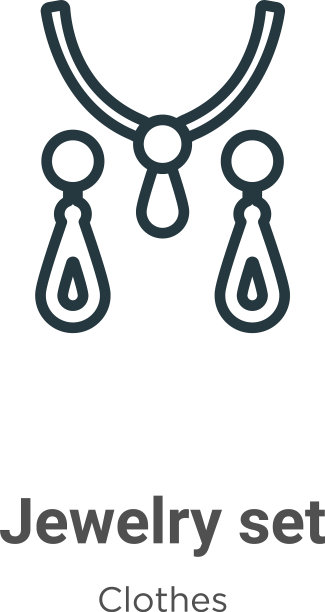 珠宝集轮廓图标细线黑色珠宝图片下载