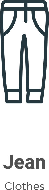 牛仔裤轮廓图标细线黑色牛仔裤图标平坦图片下载