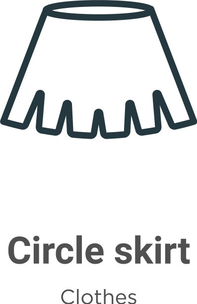 圆裙轮廓图标细线黑圆图片下载