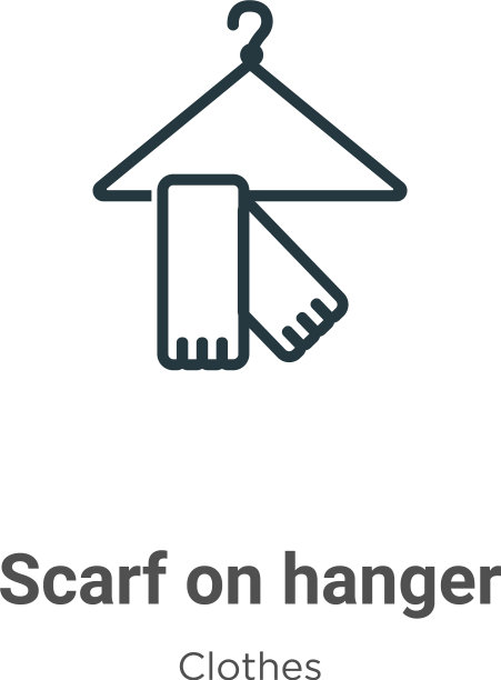 衣架上的围巾轮廓图标细线黑色图片下载