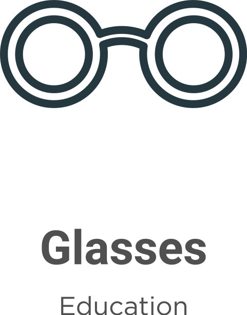 眼镜轮廓图标细线黑眼镜图标图片下载