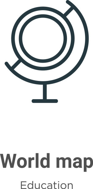 世界地图轮廓图标细线黑色世界地图图片下载