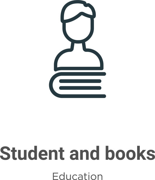 学生和书籍的轮廓图标细线黑色图片下载