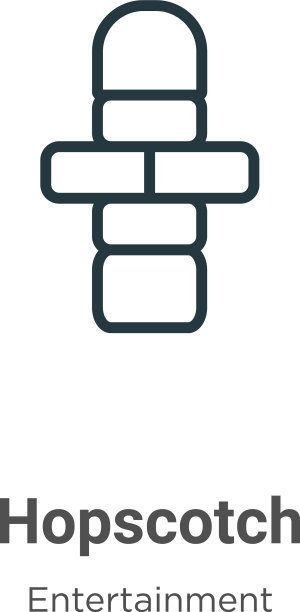 跳房子轮廓图标细线黑色跳房子图片下载