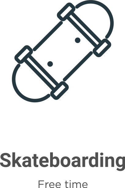 滑板轮廓图标细线黑色图片下载