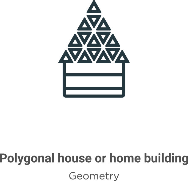 多边形房屋或住宅建筑的轮廓图标图片下载