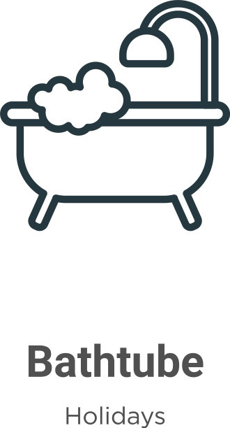 浴管轮廓图标细线黑色浴管图片下载