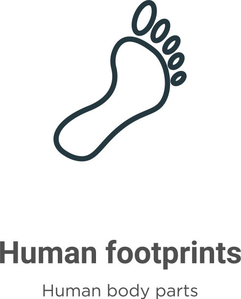 人类脚印轮廓图标细线黑色图片下载
