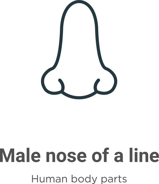 男鼻子一条线轮廓图标细线黑色图片下载