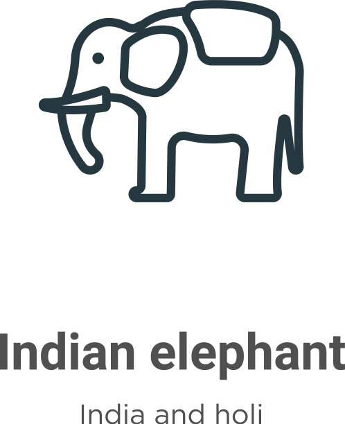 印度大象轮廓图标细线黑色图片下载