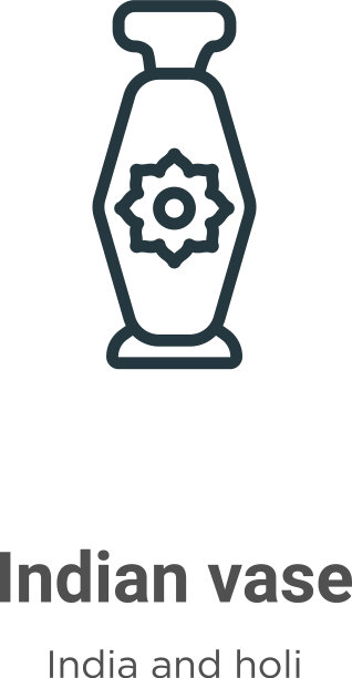 印度花瓶轮廓图标细线黑印度图片下载