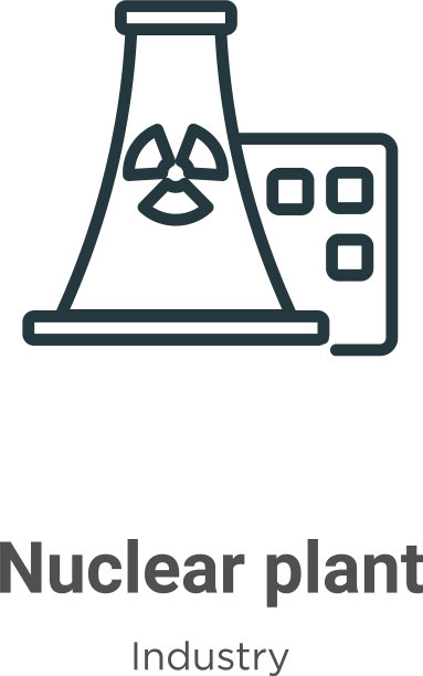 核电站轮廓图标细线黑色图片下载