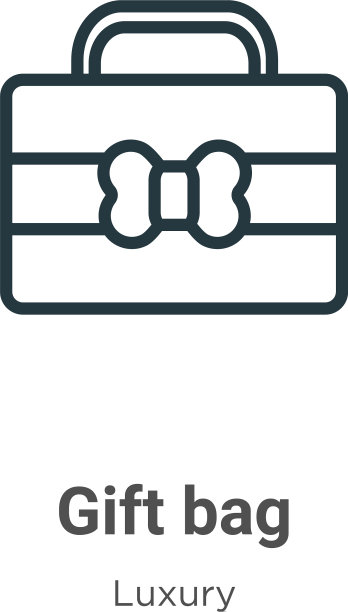 礼品袋轮廓图标细线黑色礼品袋图片下载