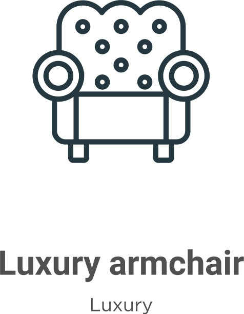 豪华扶手椅轮廓图标细线黑色图片下载