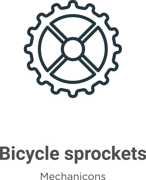 自行车链轮轮廓图标细线黑色图片下载