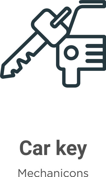 车键轮廓图标细线黑色车键图标图片下载