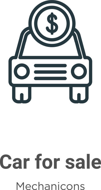 汽车出售轮廓图标细线黑色汽车图片下载