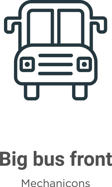 大巴士前面轮廓图标细线黑大图片下载