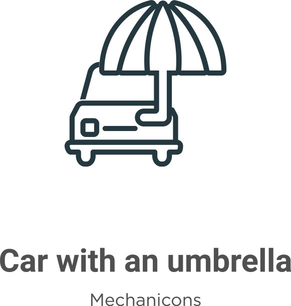 汽车用伞的轮廓图标细线黑色图片下载