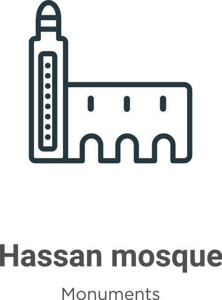 哈桑清真寺轮廓图标细线黑色哈桑图片下载