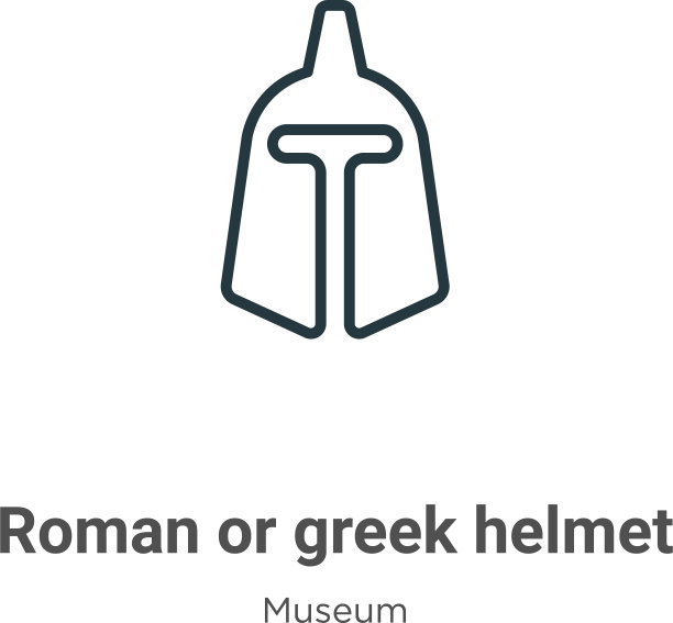 罗马或希腊头盔轮廓图标细线图片下载