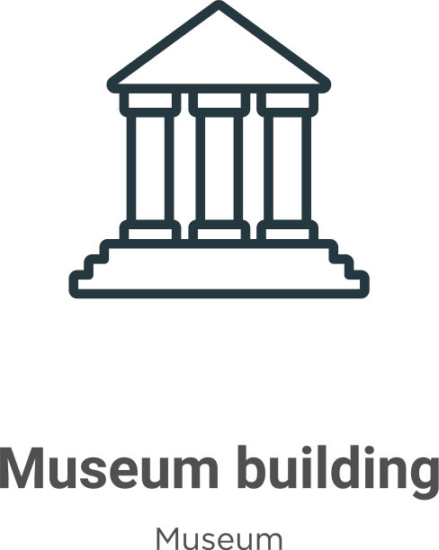 博物馆建筑轮廓图标细线黑色图片下载